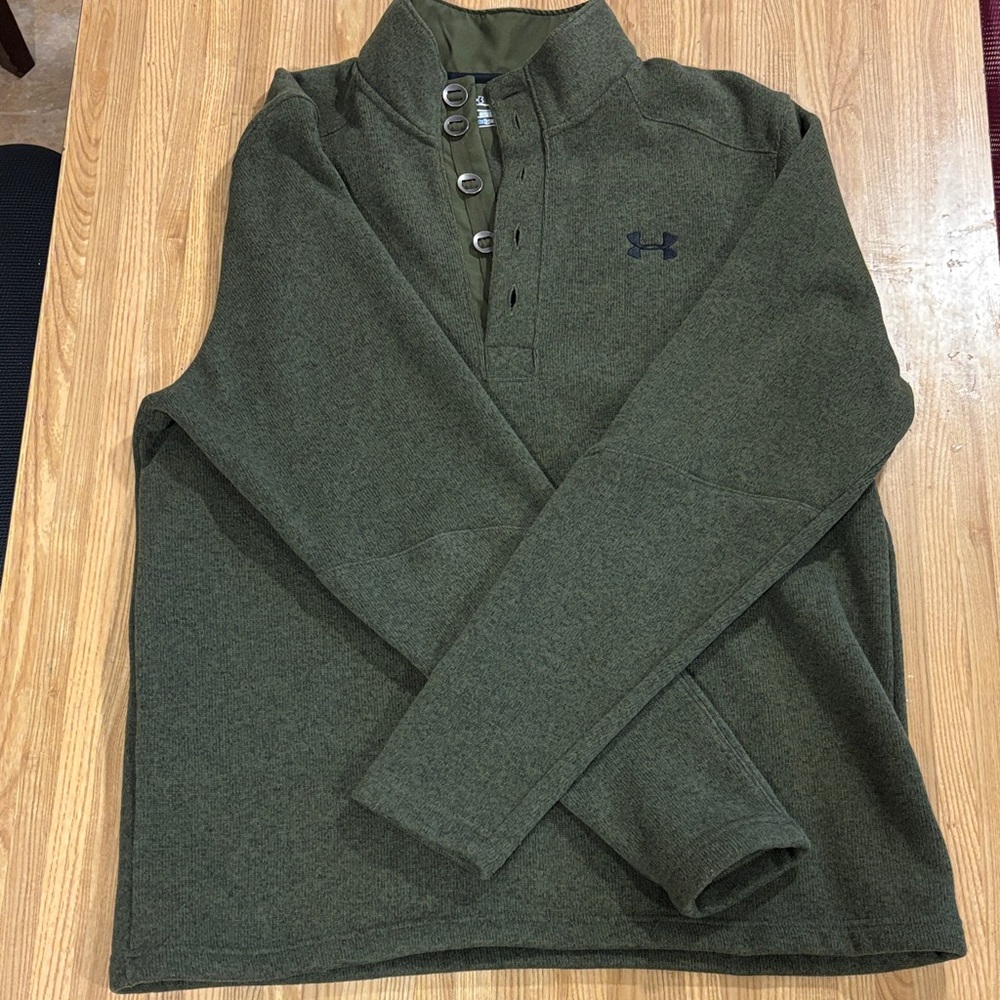 Under Armour Men's Olive Green Snap-Quarter Pullover Sweatshirt